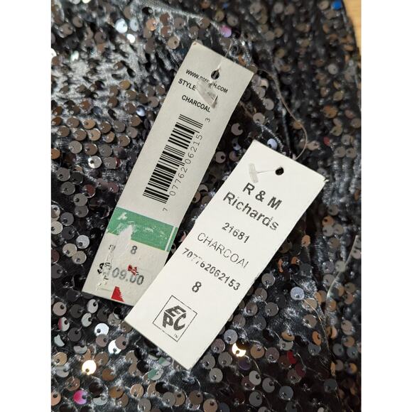 Nightway Womens Gray Sequined Velvet Halter Sleeveless Cocktail Party Dress SZ 8 - Picture 10 of 11